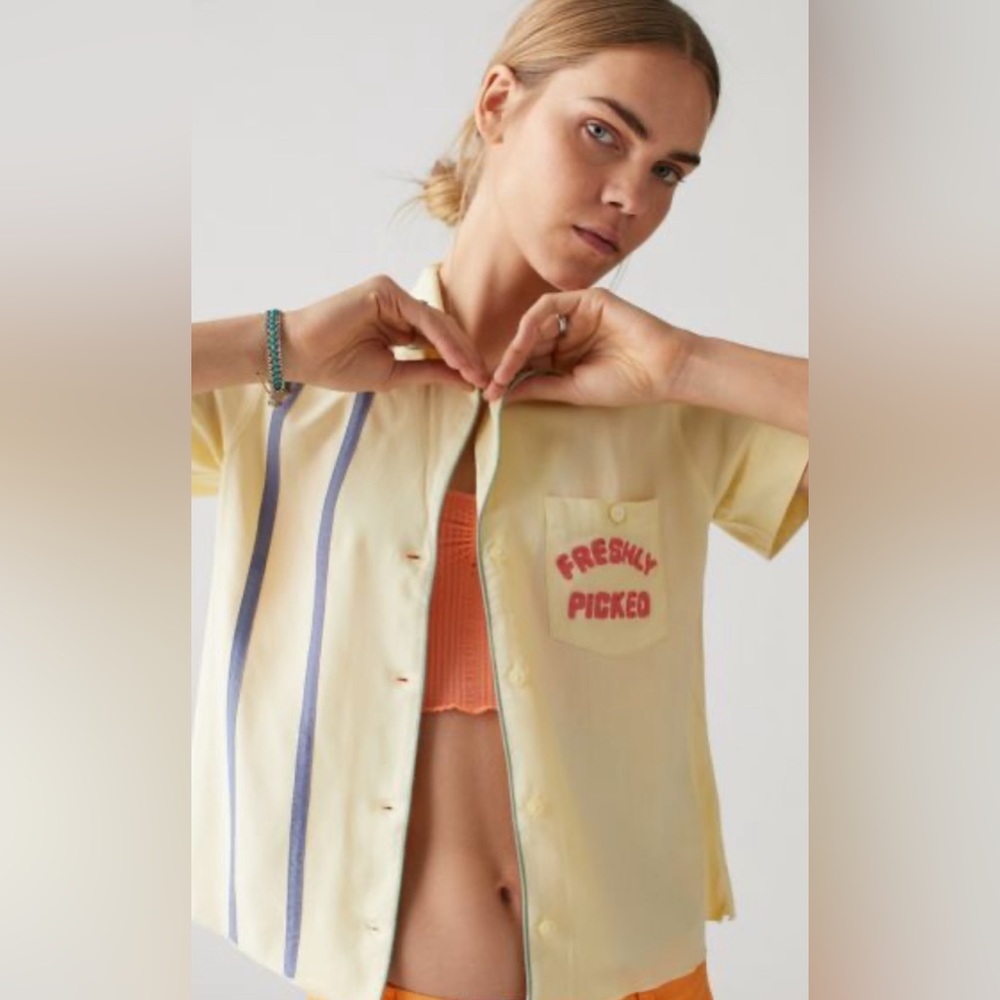 UO Retro Petrol Button-Through Shirt